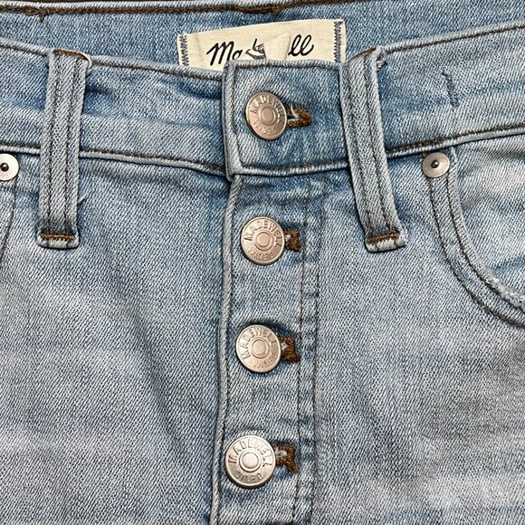 Madewell Button Fly Distressed High Rise Stretch Skinny Jeans Size 27 - Picture 2 of 9